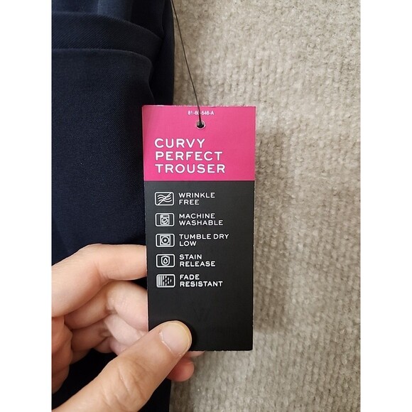 Worthington Curvy Fit Perfect Trouser Dress Pants Womens 16 Navy Blue Career NEW - Picture 5 of 11